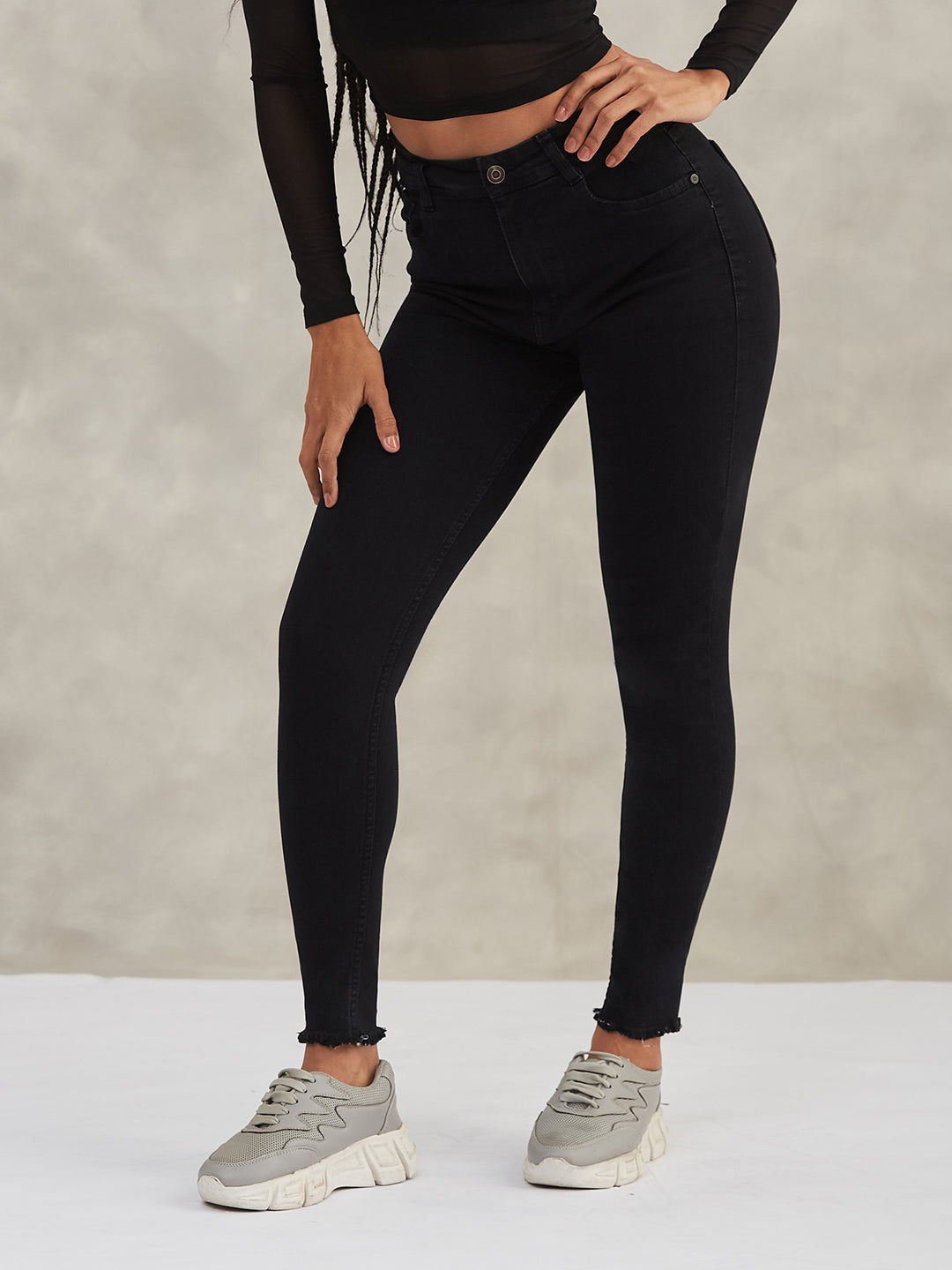 Women's Black Slim-Fit High-Rise Denim Jeans