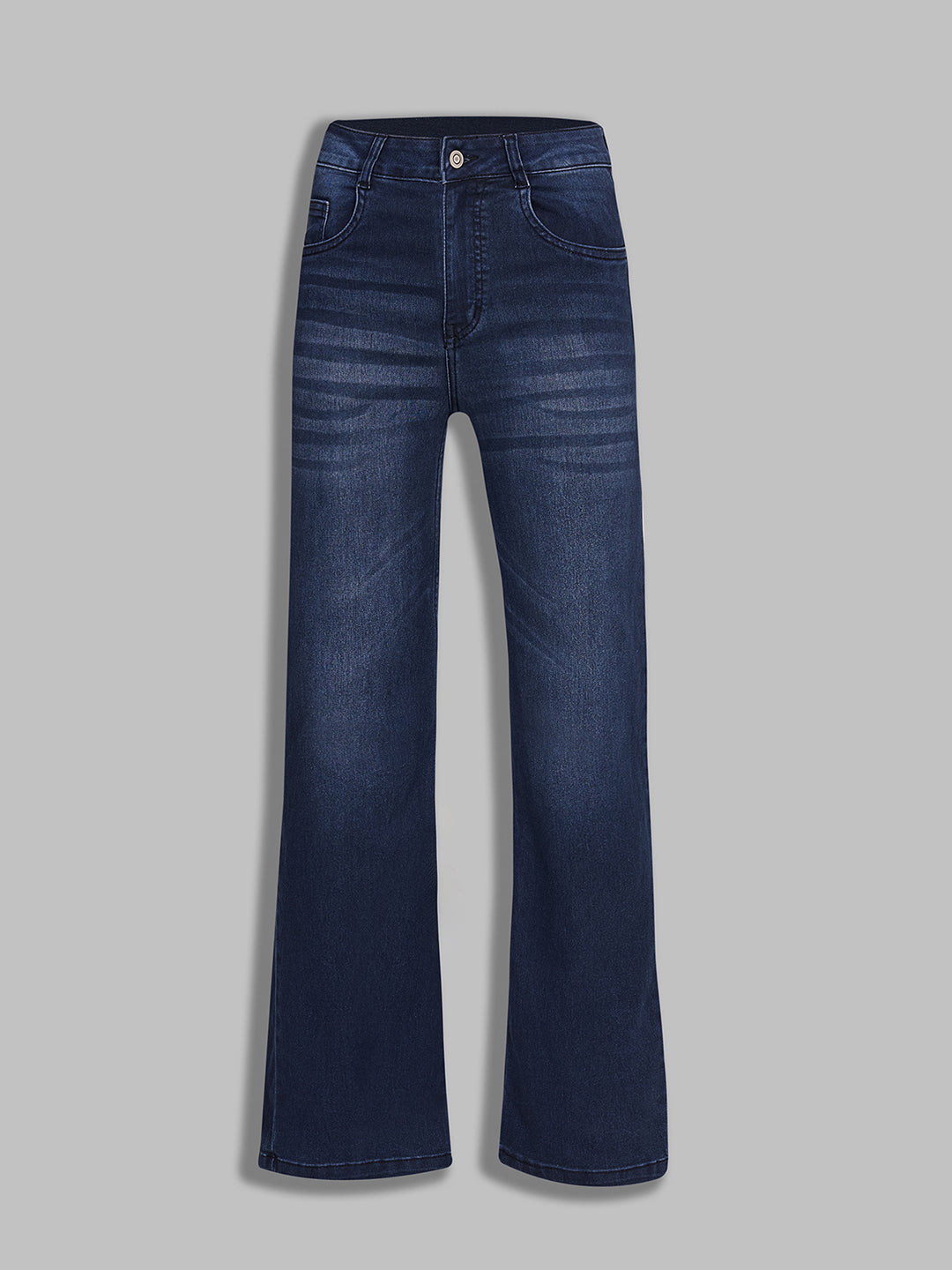 Women's Navy Blue Straight-Fit Mid-Rise Stretchable Denim Jeans
