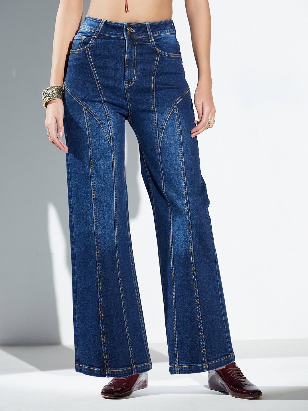 CHASEshape™ Butt-Lifting Wide-Leg High-Rise Navy Blue Denim Jeans
