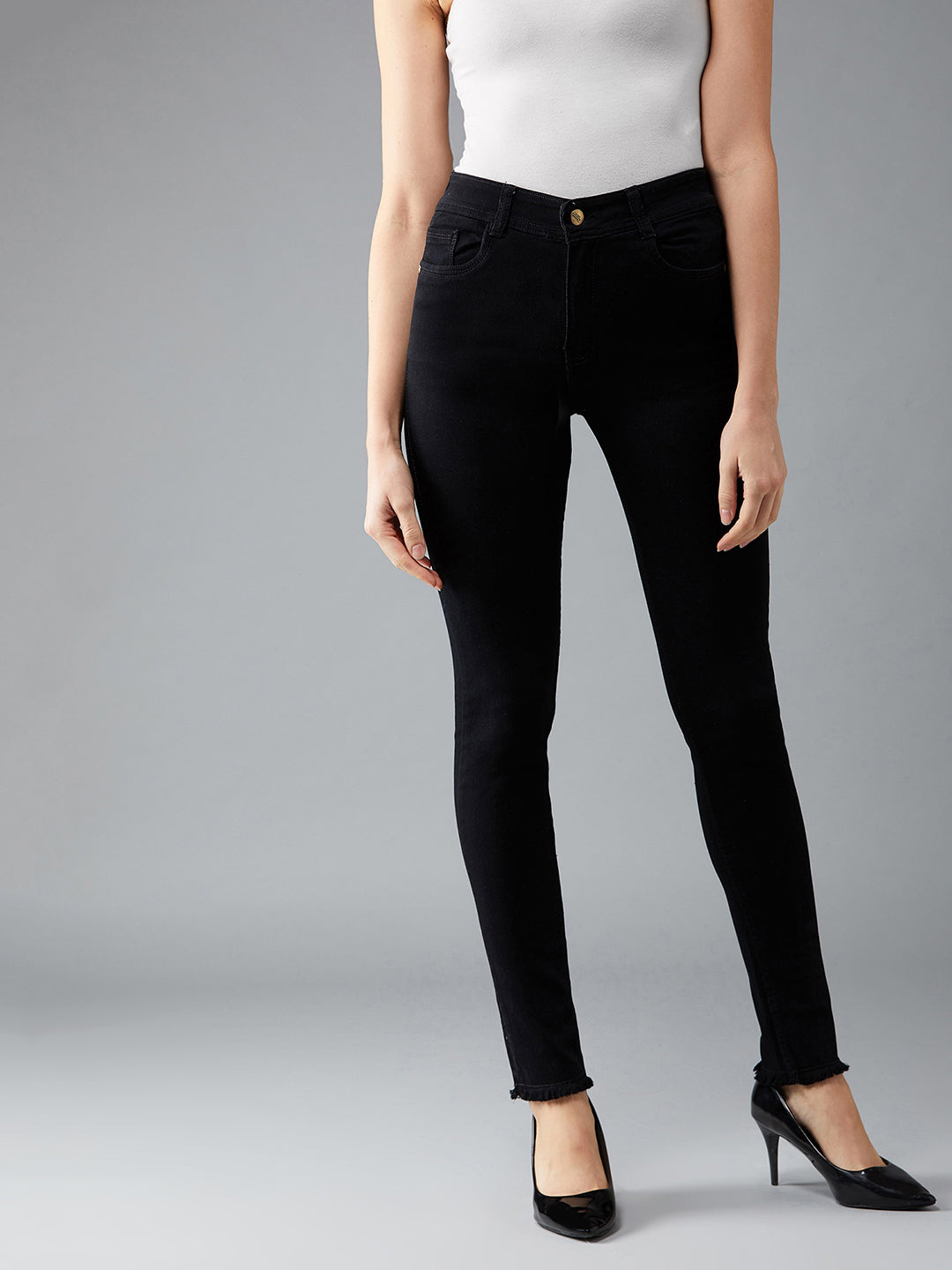 24/7 Comfort Black Slim-Fit High-Rise Denim Jeans