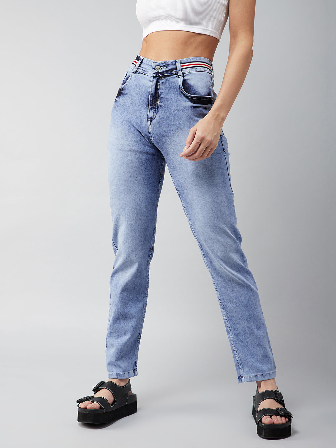 Women's Light Blue High-Rise Stretchable Denim Jeans