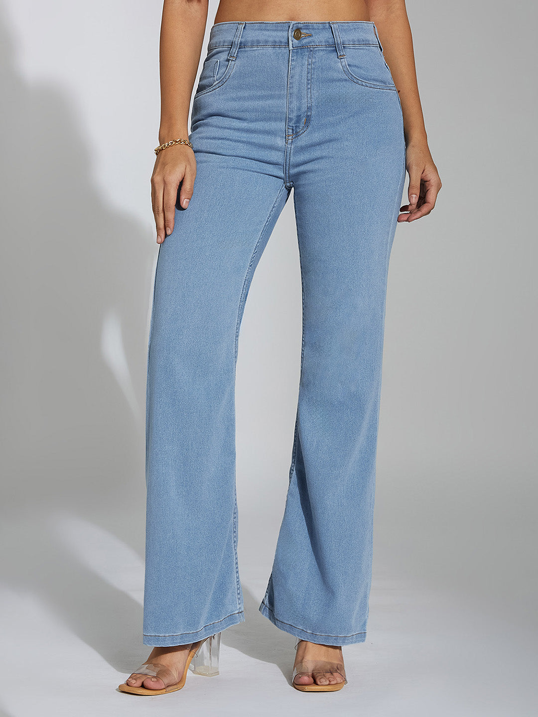 24/7 Comfort Light Blue Bootcut High-Rise Stretchable Denim Jeans