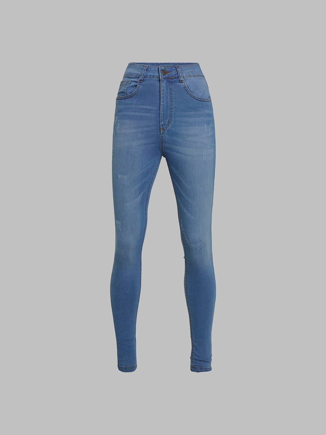 CHASEstretch™ Women's Blue Skinny High-Rise Mild Distress Stretchable Denim Jeans