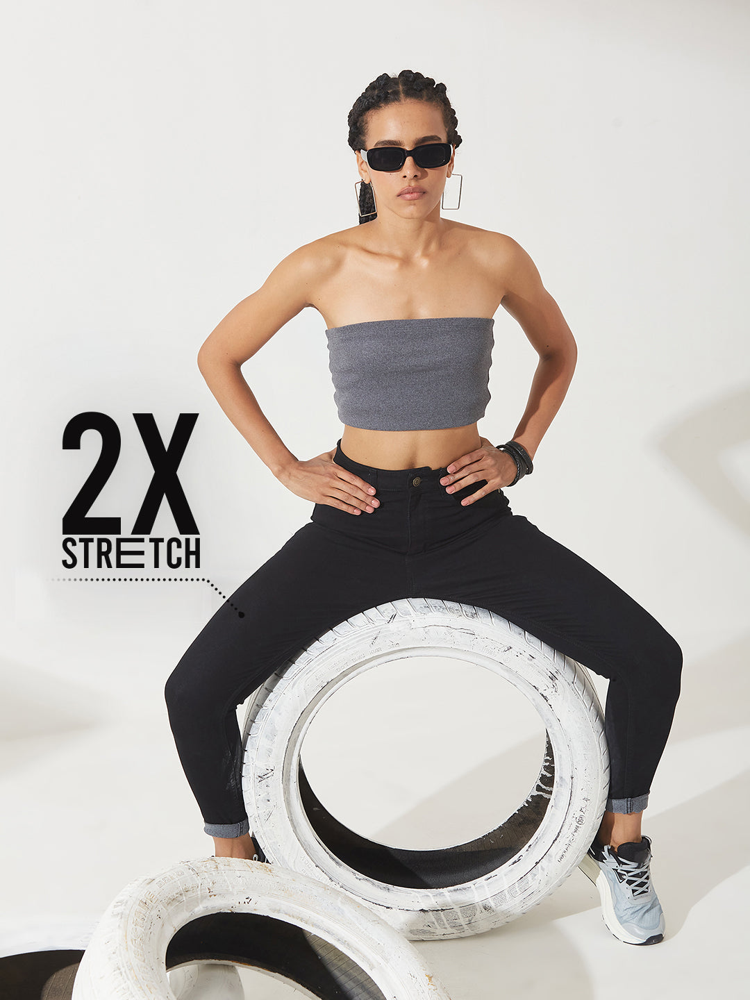 CHASEstretch™ Black Skinny-Fit High-Rise Stretchable Denim Jeans for Women