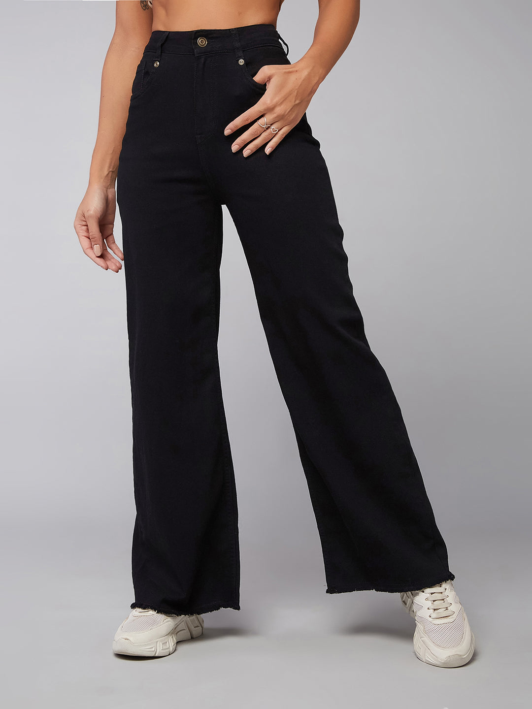 CHASEstretch™ Black High-Rise Wide-Leg Denim Jeans