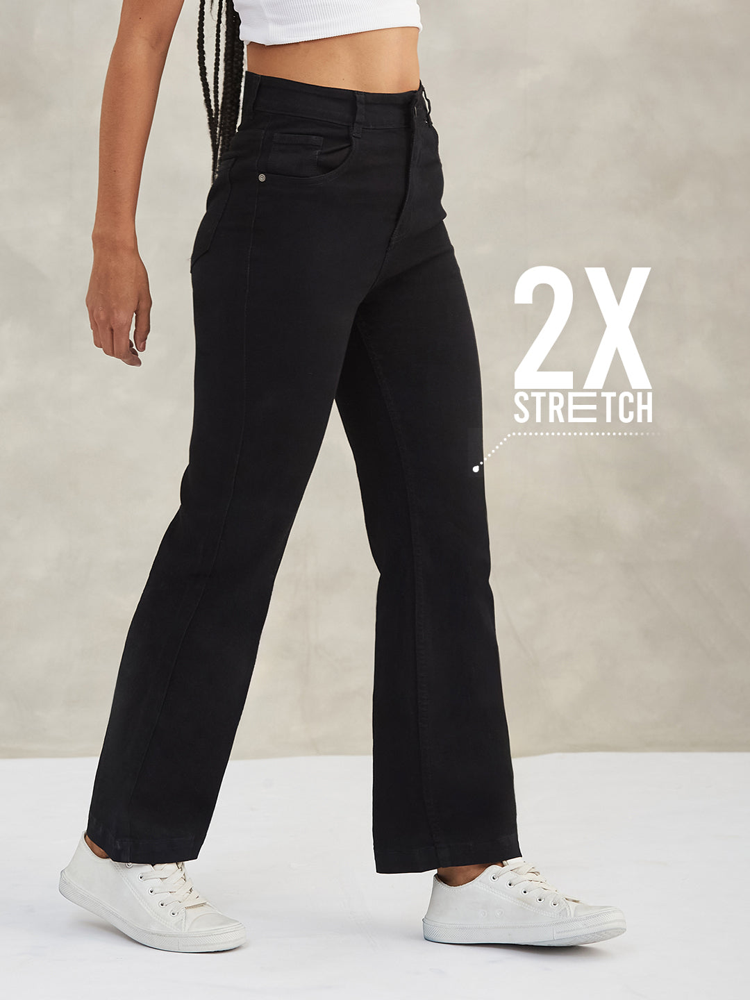 CHASEstretch™ Black Straight-Fit High-Rise Denim Jeans for Women
