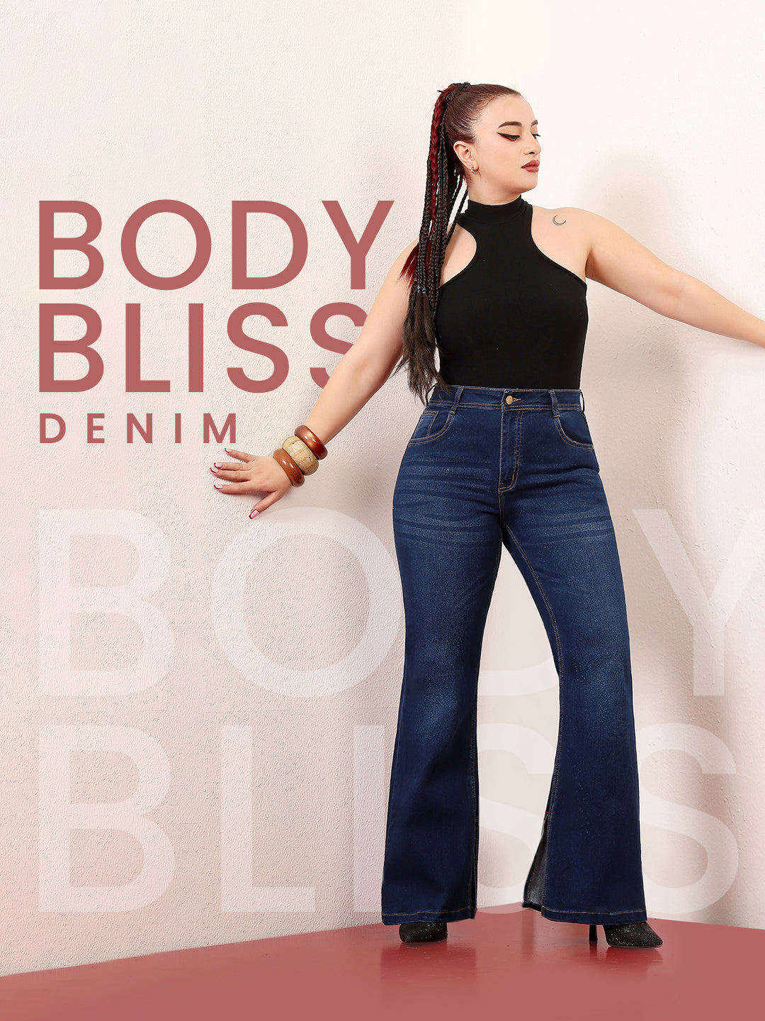 24/7 Comfort Blue Bootcut Mid-Rise Length Denim Stretchable Jeans for Women