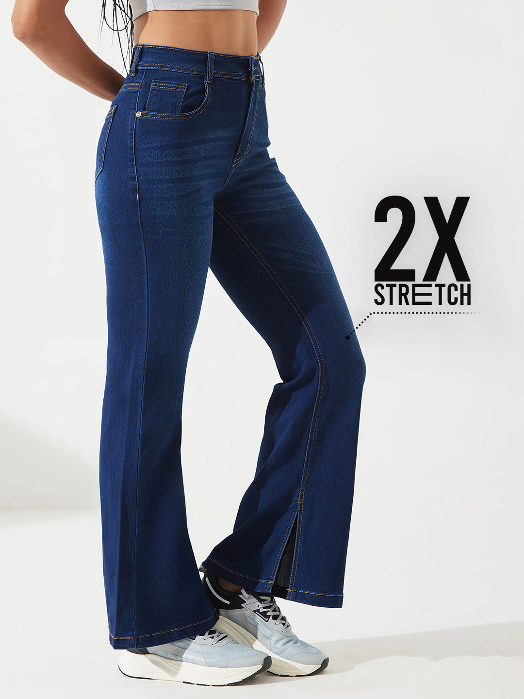 CHASEstretch™ Blue Bootcut Mid-Rise Denim Jeans For Women — Dolce Crudo