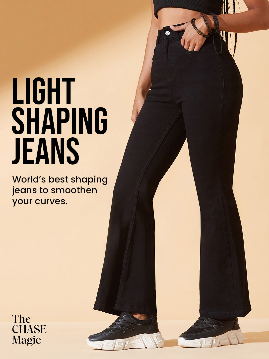 CHASEshape™ Light-Shaping Bootcut High-Rise Black Denim Jeans for Women — Dolce Crudo