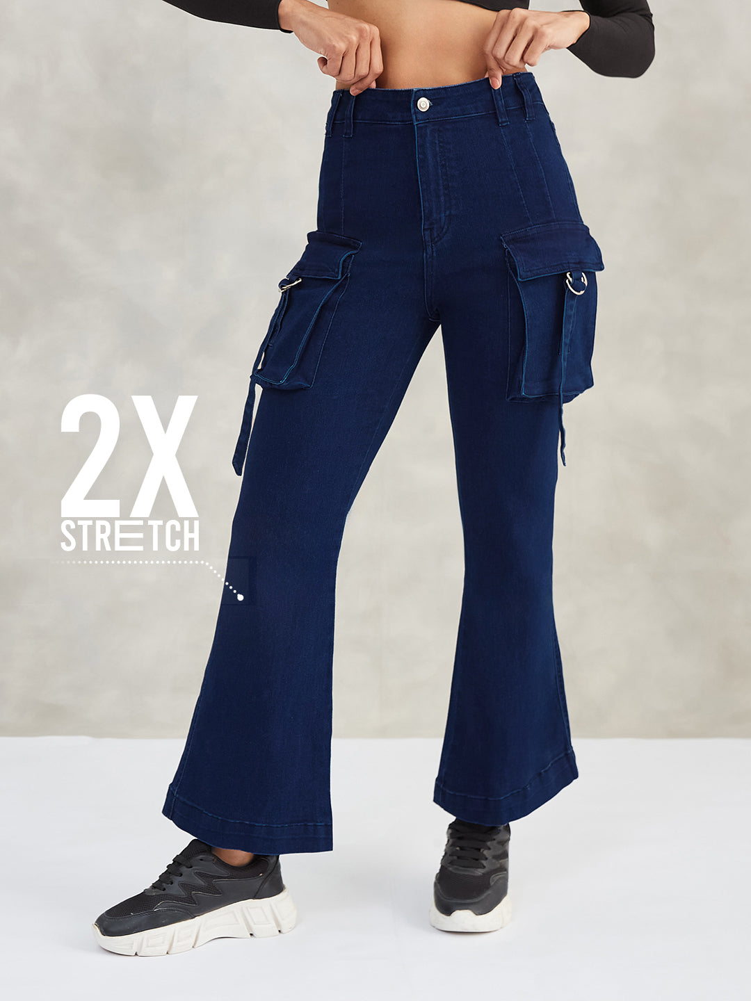 CHASEstretch™ Navy-Blue Bootcut High-Rise Denim Jeans for Women
