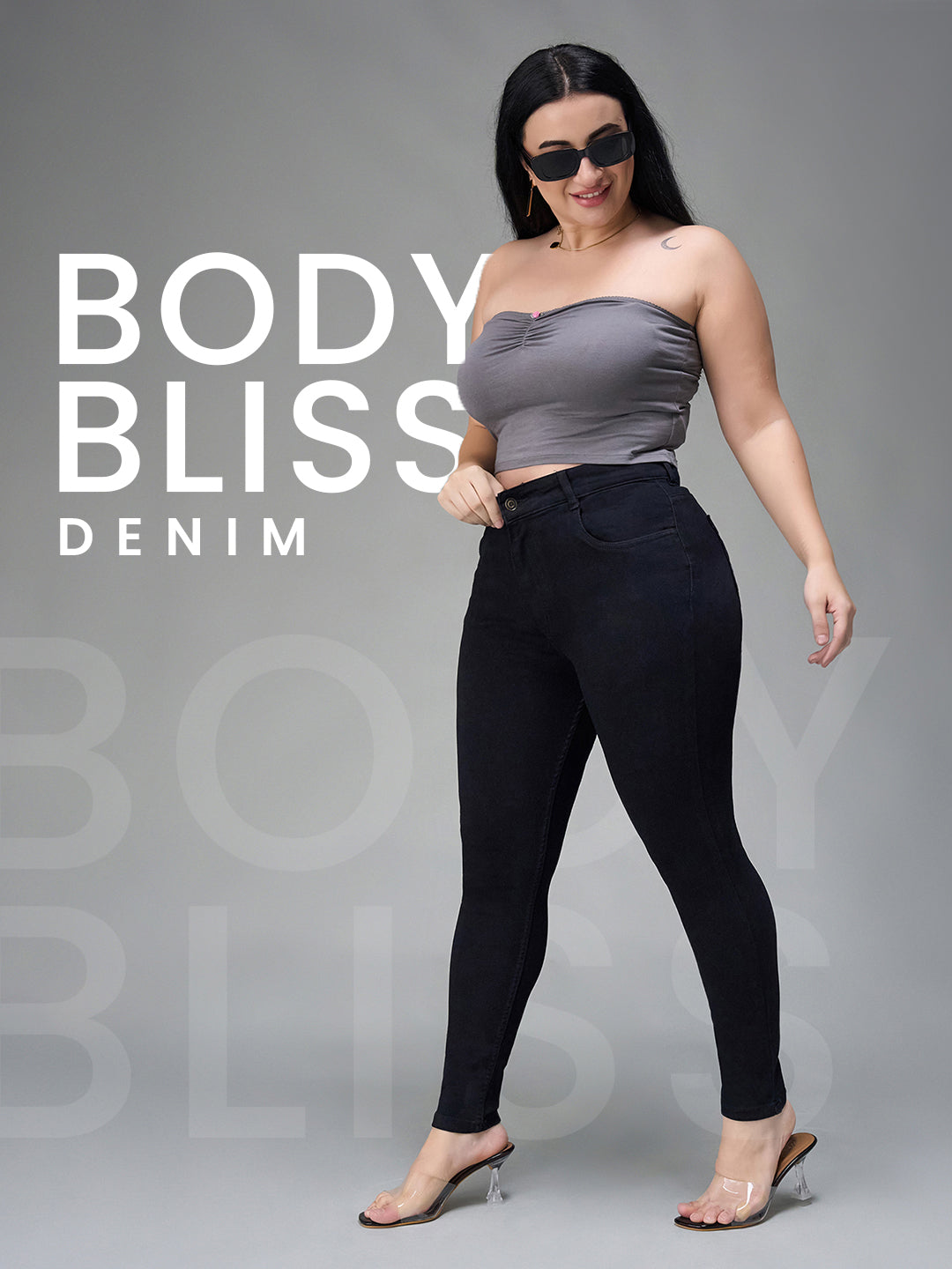 24/7 Comfort Black Skinny-Fit High-Rise Stretchable Denim Jeans for Women