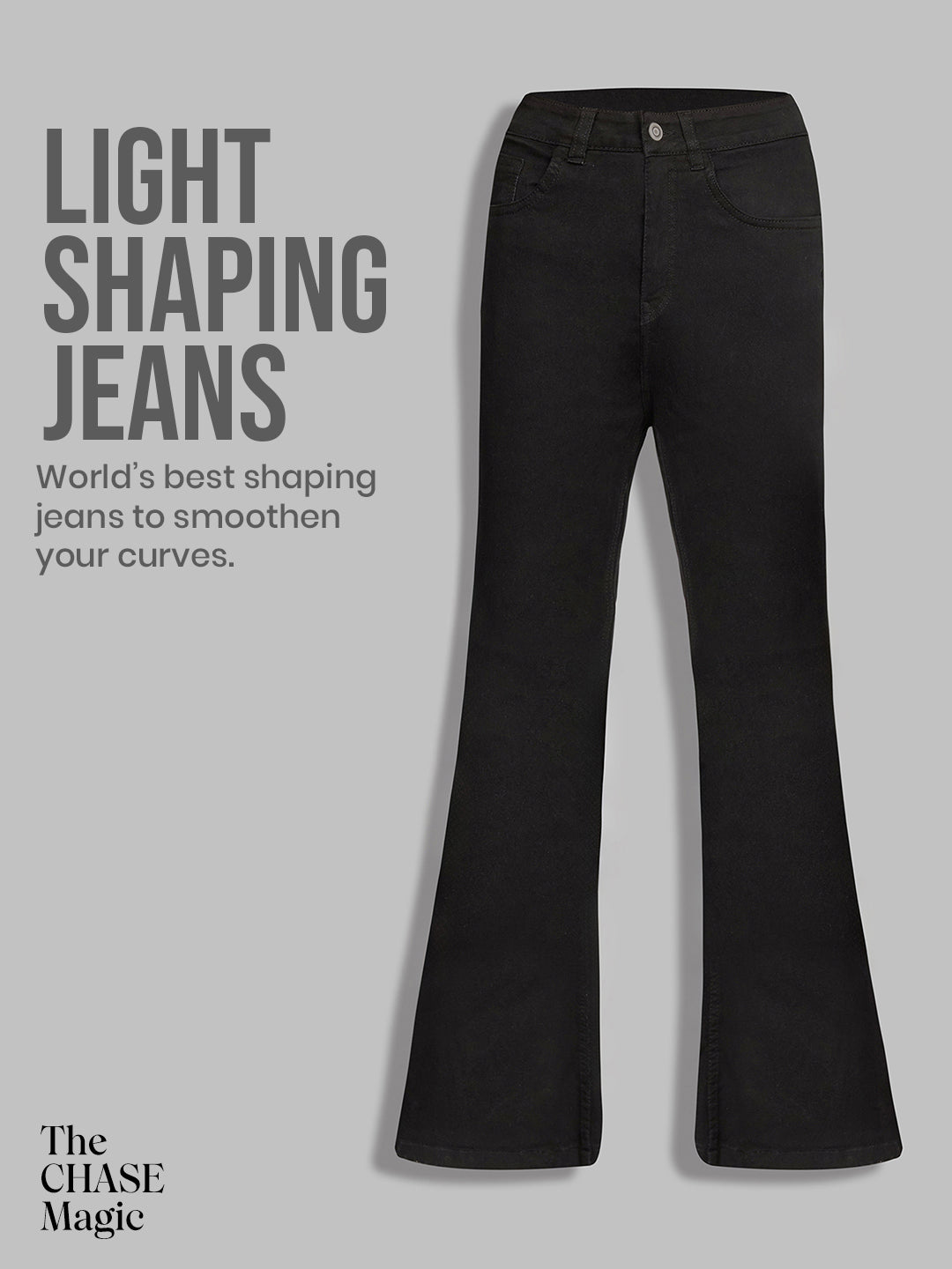 CHASEshape™ Light-Shaping Bootcut High-Rise Black Stretchable Denim Jeans for Women