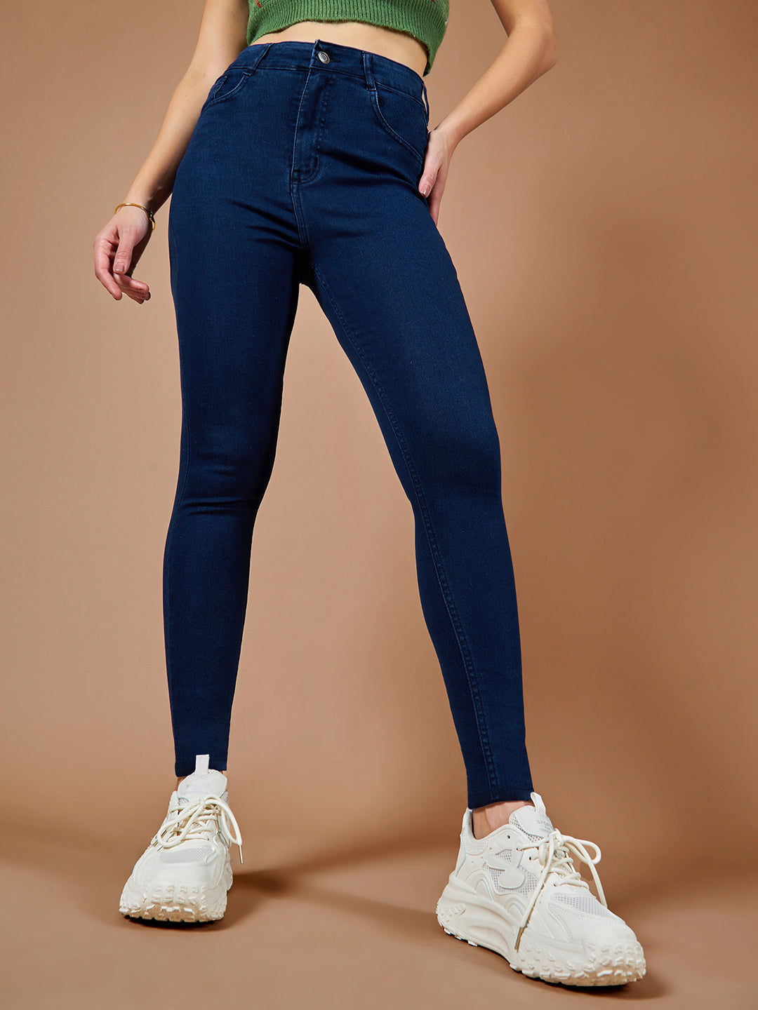 Women's Navy-Blue Skinny High-Rise Stretchable Denim Jeans