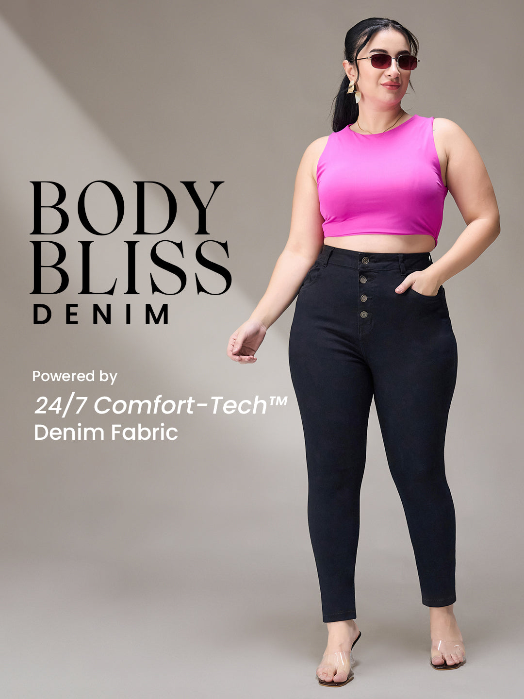 Body Bliss Black Skinny-Fit High-Rise Stretchable Denim Jeans for Women