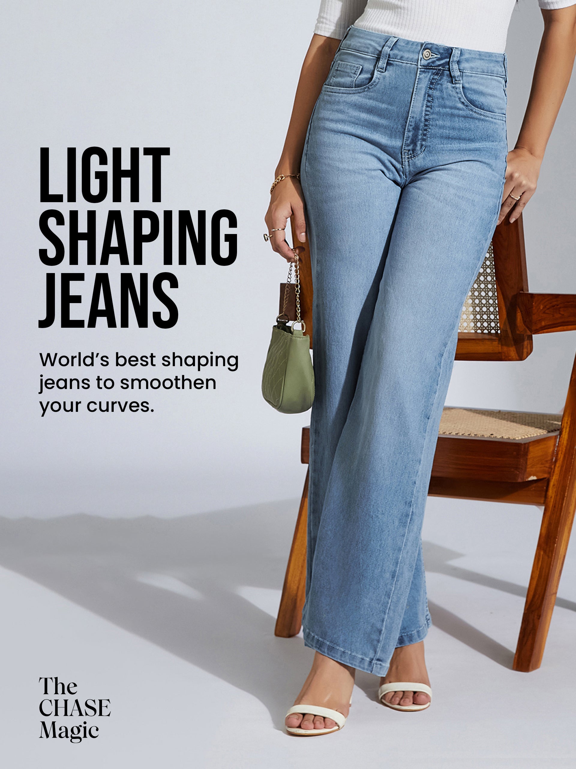 CHASEshape™ Light-Shaping Wide-Leg High-Rise Light-Blue Denim Jeans