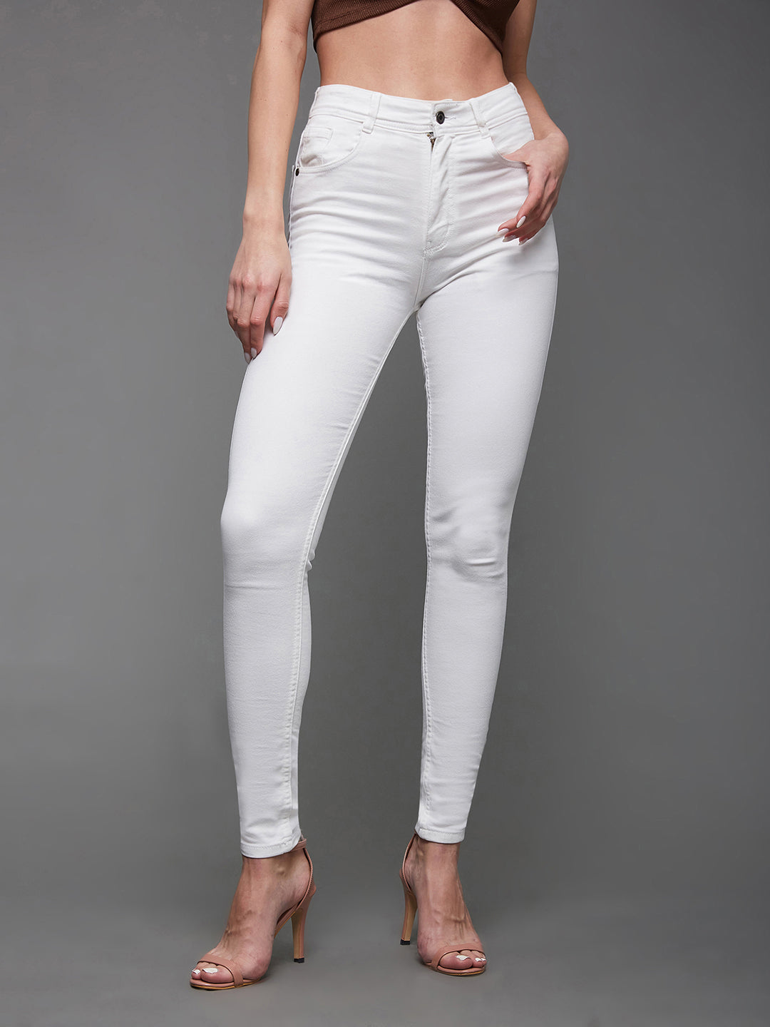 Women's White Skinny High-Rise Stretchable Denim Jeans