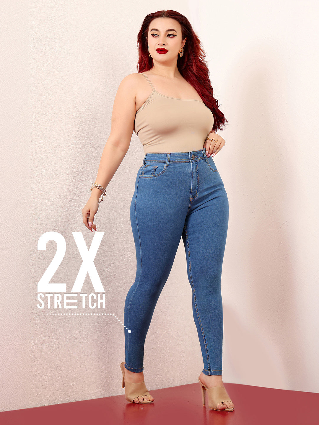 CHASEstretch™ Light-Blue Skinny-Fit High-Rise Distressed Denim Jeans for Women