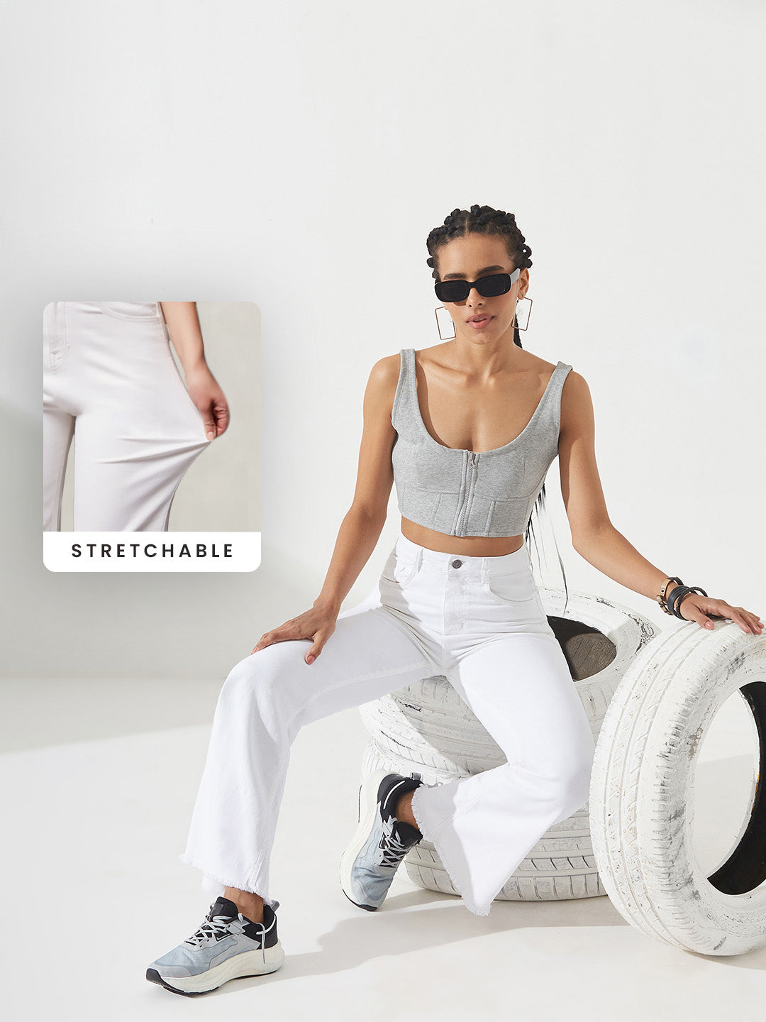 CHASEstretch™ White Bootcut High-Rise Stretchable Denim Jeans For Women
