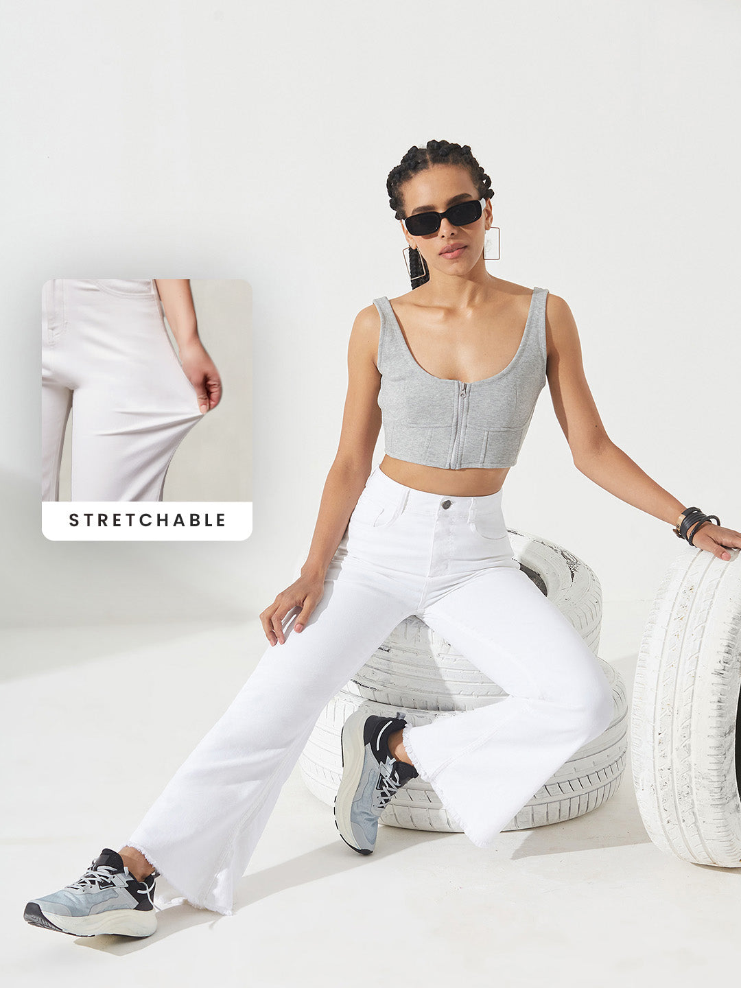 CHASEstretch™ White Bootcut High-Rise Stretchable Denim Jeans for Women
