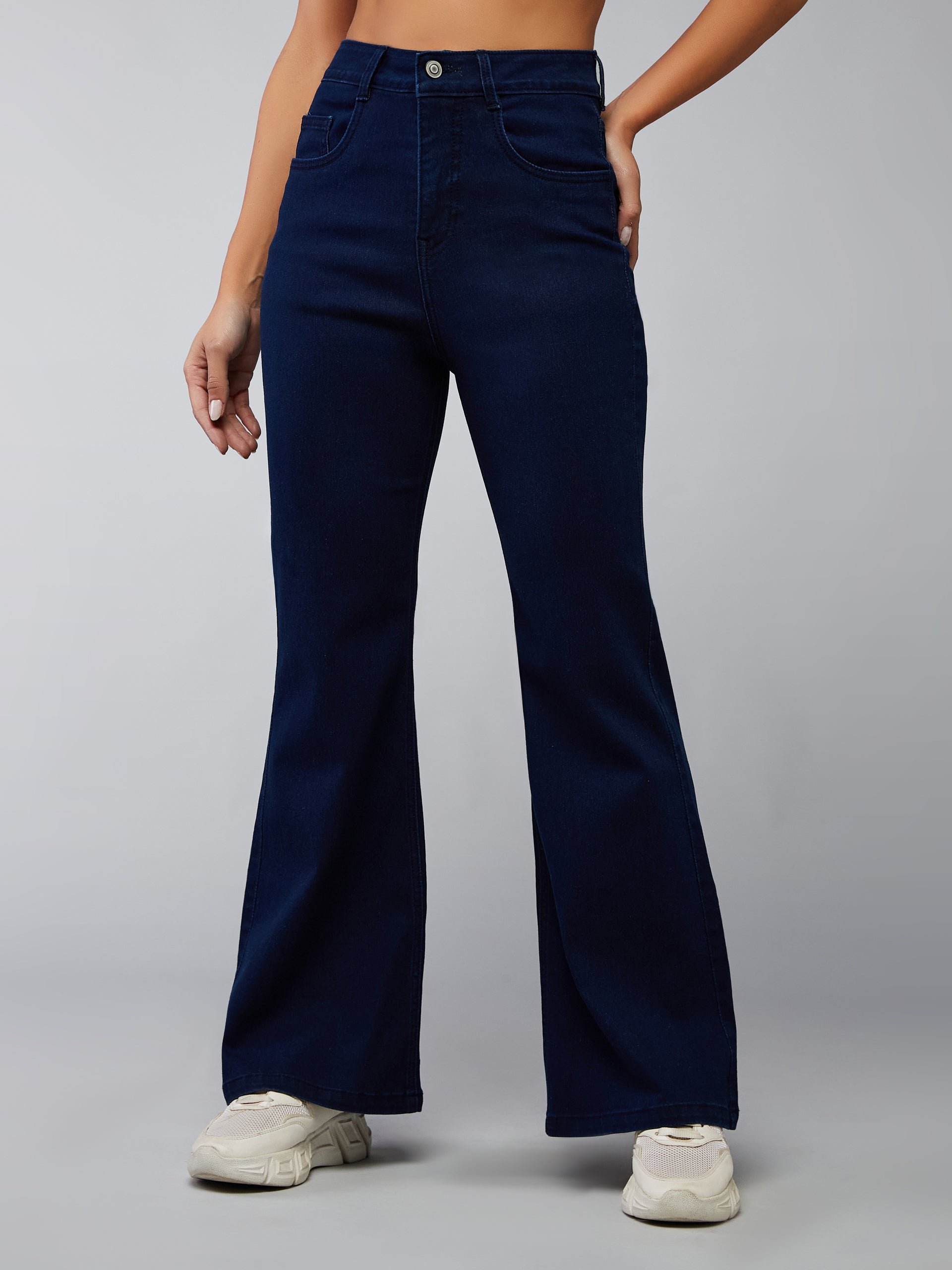 CHASEshape™ Navy-Blue Bootcut High-Rise Denim Jeans