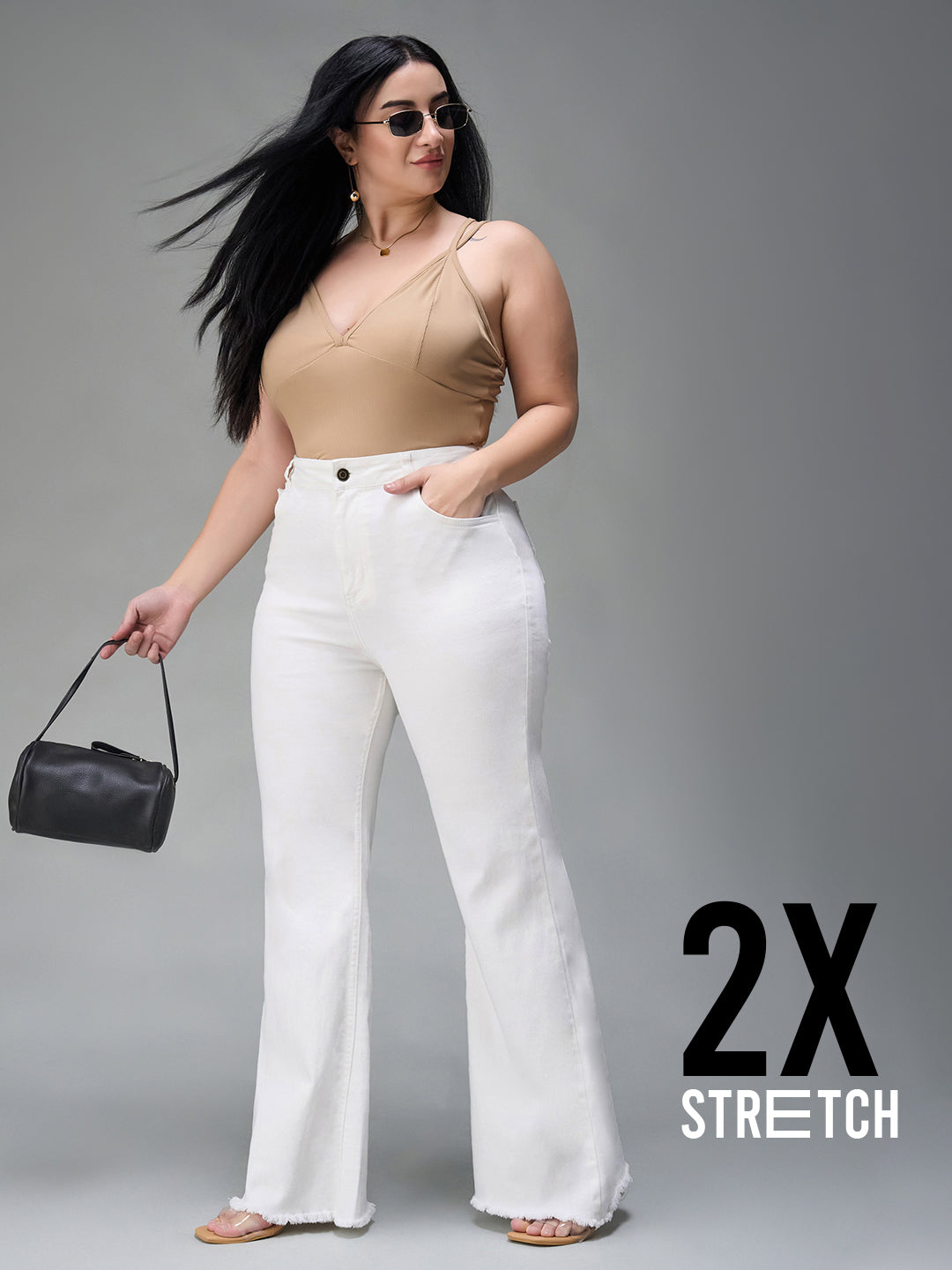 CHASEstretch™ Women's White Bootcut High Rise Stretchable Denim Jeans
