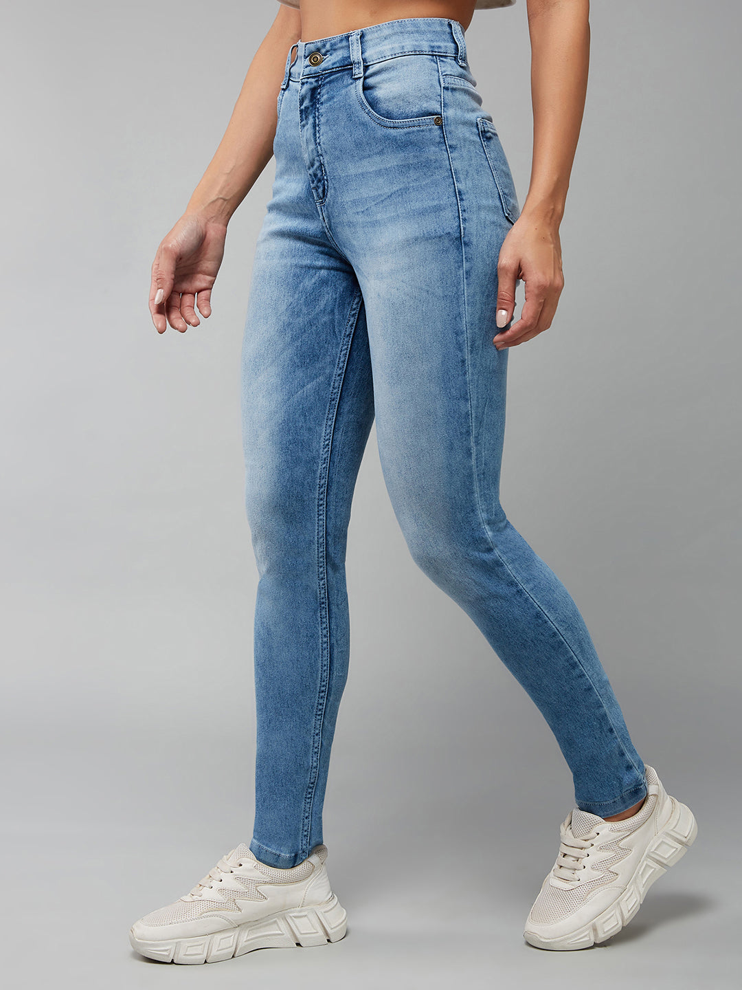 24/7 Comfort Light Blue Slim-Fit High-Rise Stretchable Denim Jeans