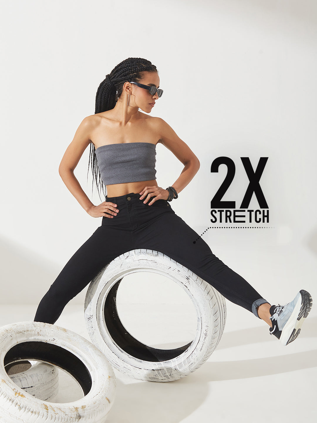 CHASEstretch™ Black Skinny-Fit High-Rise Stretchable Denim Jeans for Women