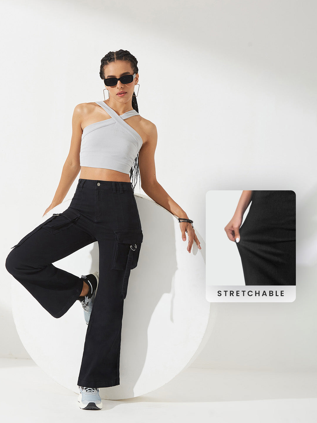 CHASEstretch™ Black Bootcut High-Rise Clean-Look Regular-Length Denim Jeans for Women