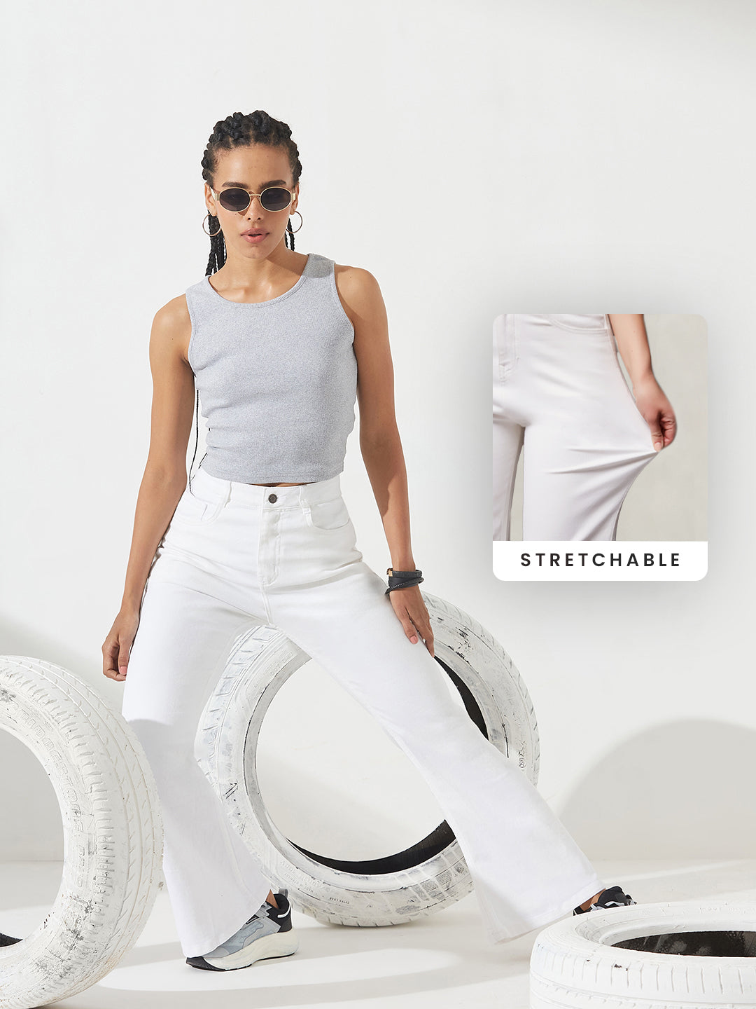 CHASEstretch™ White Bootcut High-Rise Stretchable Denim Jeans for Women