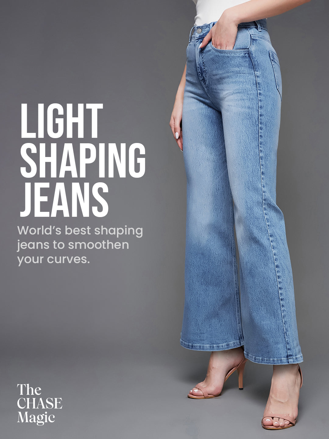 CHASEshape™ Light-Shaping Wide-Leg High-Rise Light-Blue Denim Jeans