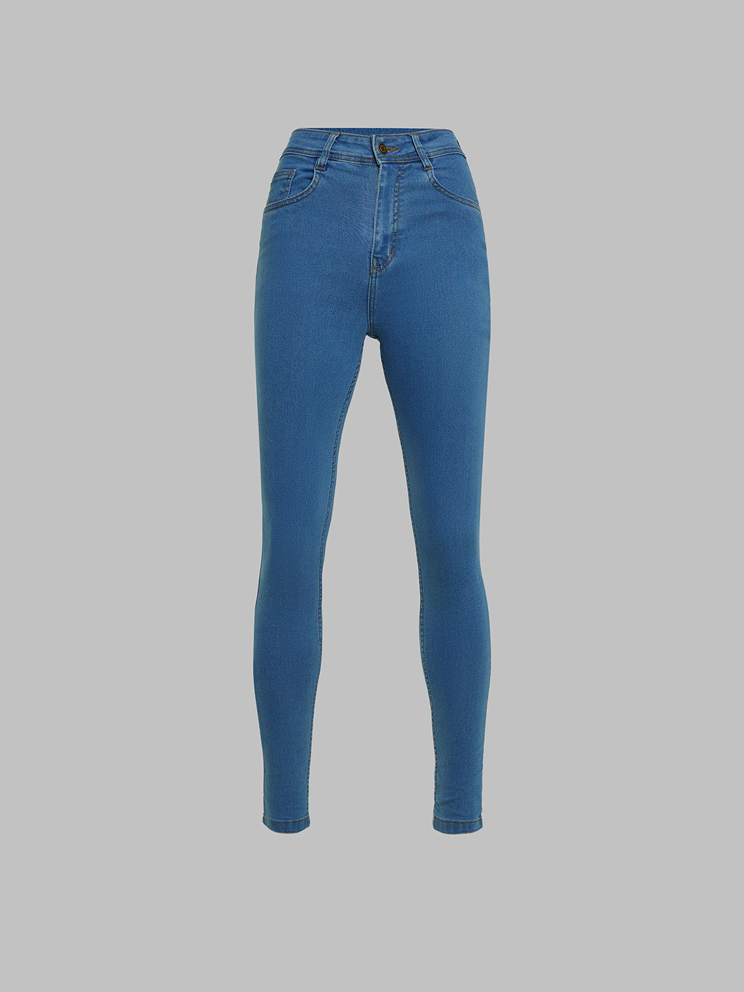 Blue Skinny-Fit High-Rise Distressed Denim Jeans for Women