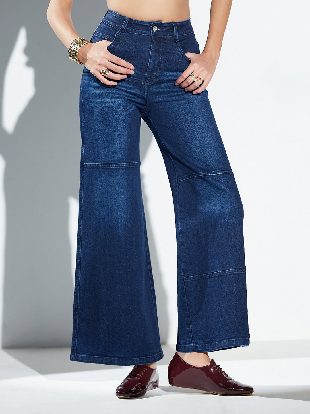 CHASEshape™ Mild Compression Wide-Leg High-Rise Dark Blue Denim Jeans