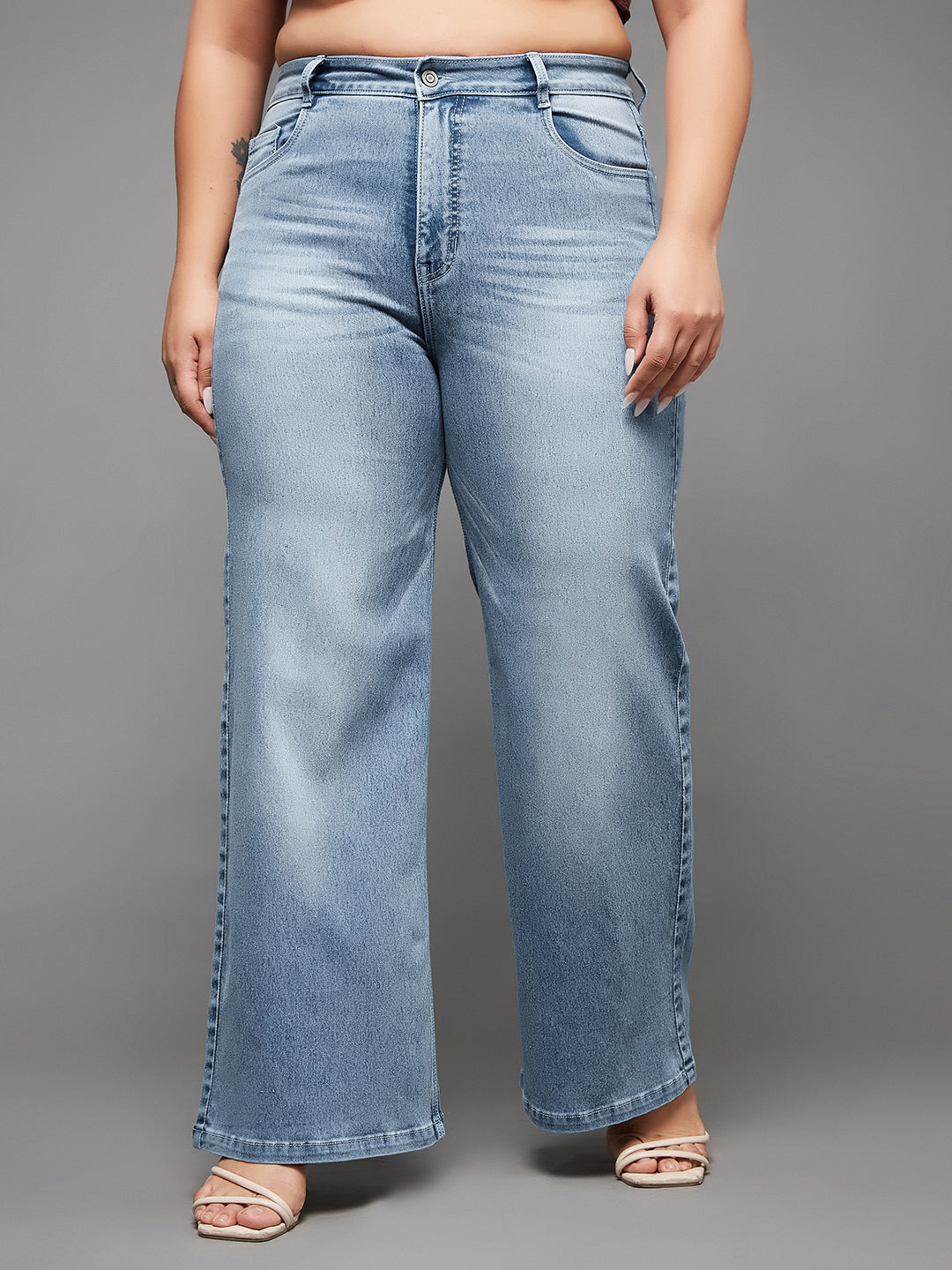 CHASEshape™ Light-Blue Wide-Leg High-Rise Denim Jeans