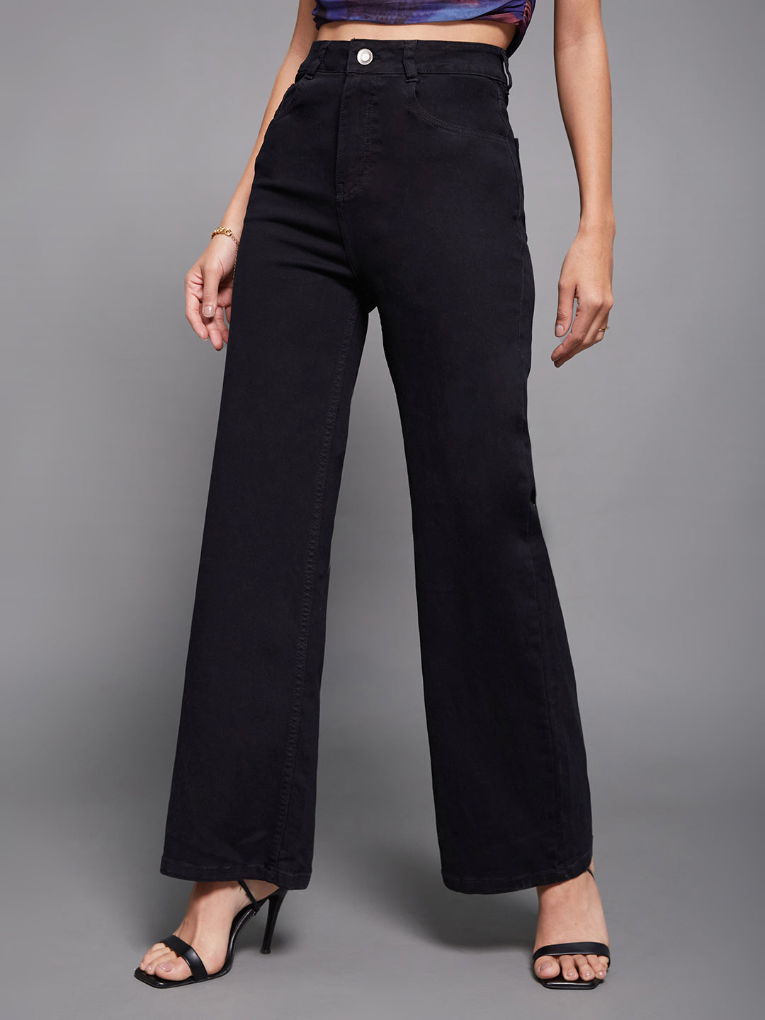 CHASEstretch™ Black Wide-Leg High-Rise Stretchable Denim Jeans
