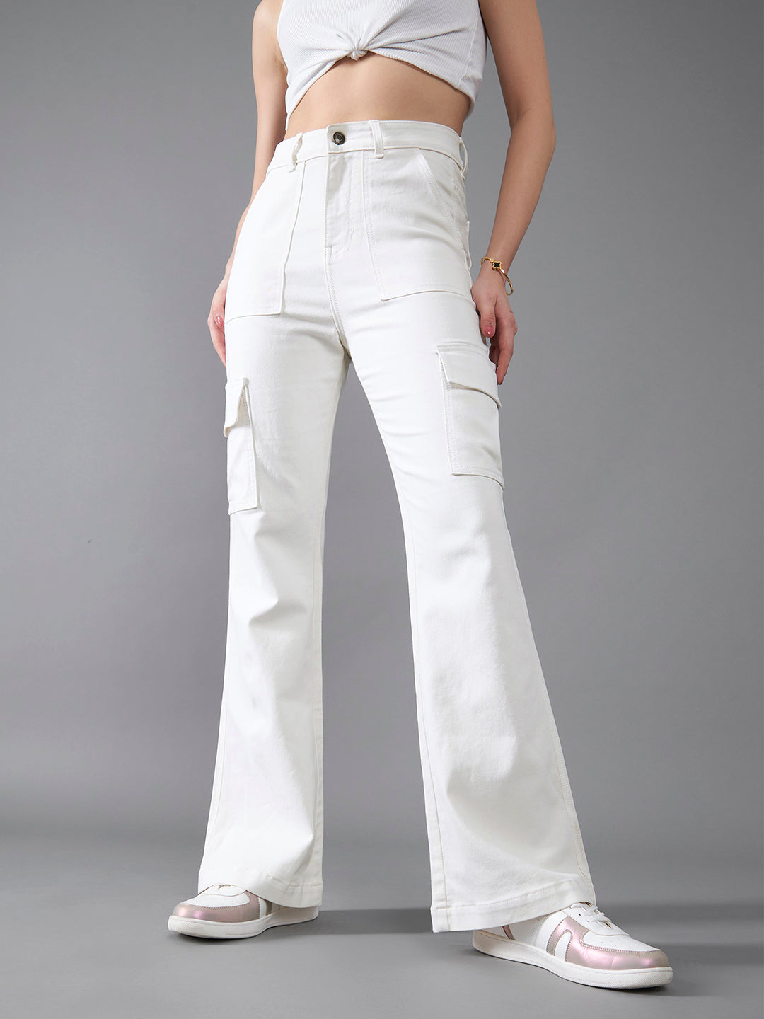 CHASEstretch™ White Wide-Leg High-Rise Denim Jeans