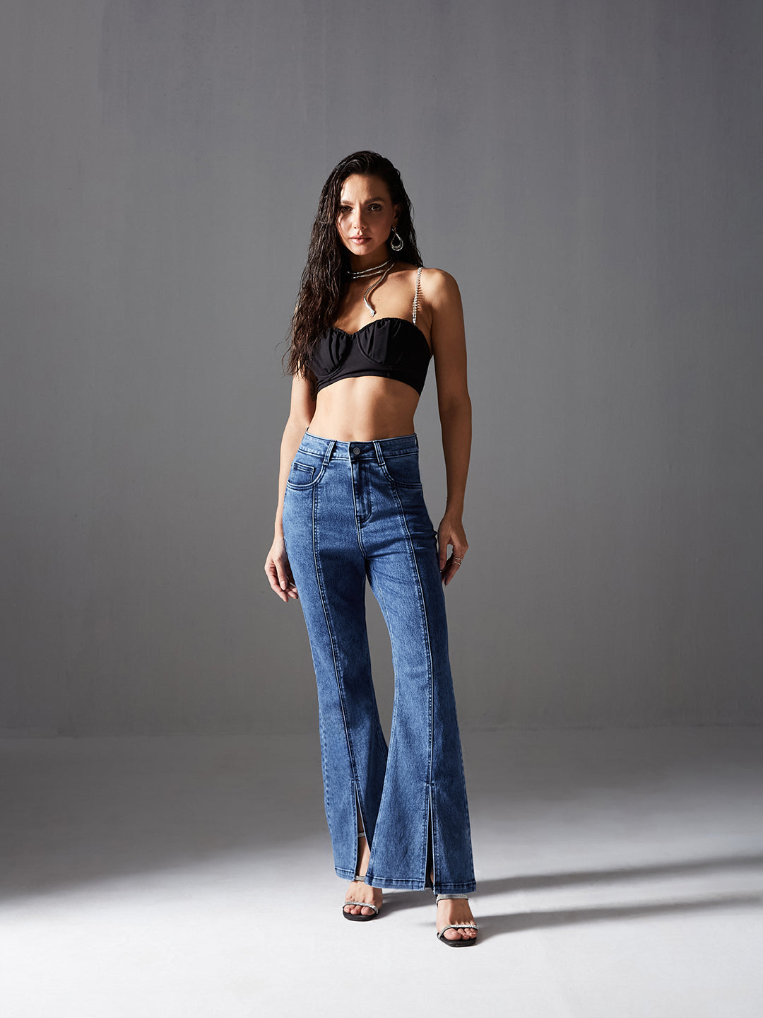 CHASEstretch™ 24/7 Comfort Special Design Women's Navy-Blue Bootcut High-Rise Stretchable Denim Jeans