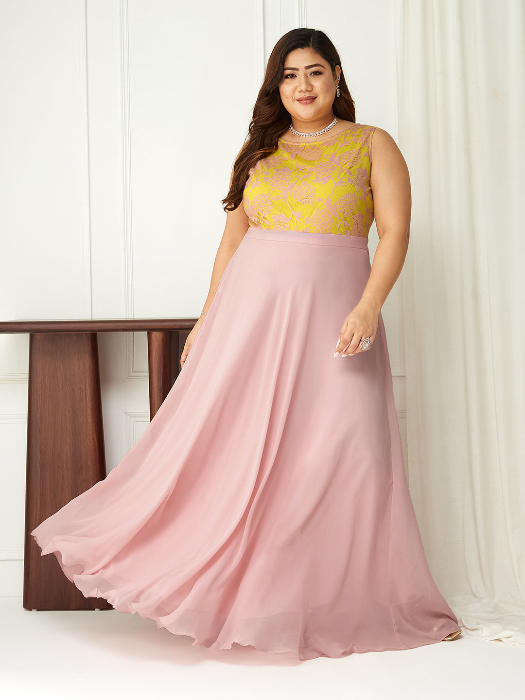 Body Bliss Dusty Pink Lace Maxi Dress