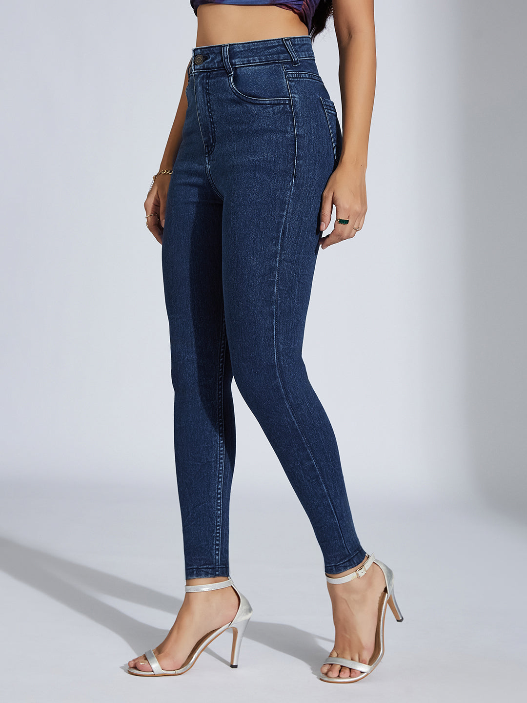CHASEstretch™ Women's Blue Skinny-Fit High-Rise Clean-Look Cropped Stretchable Denim Jeans