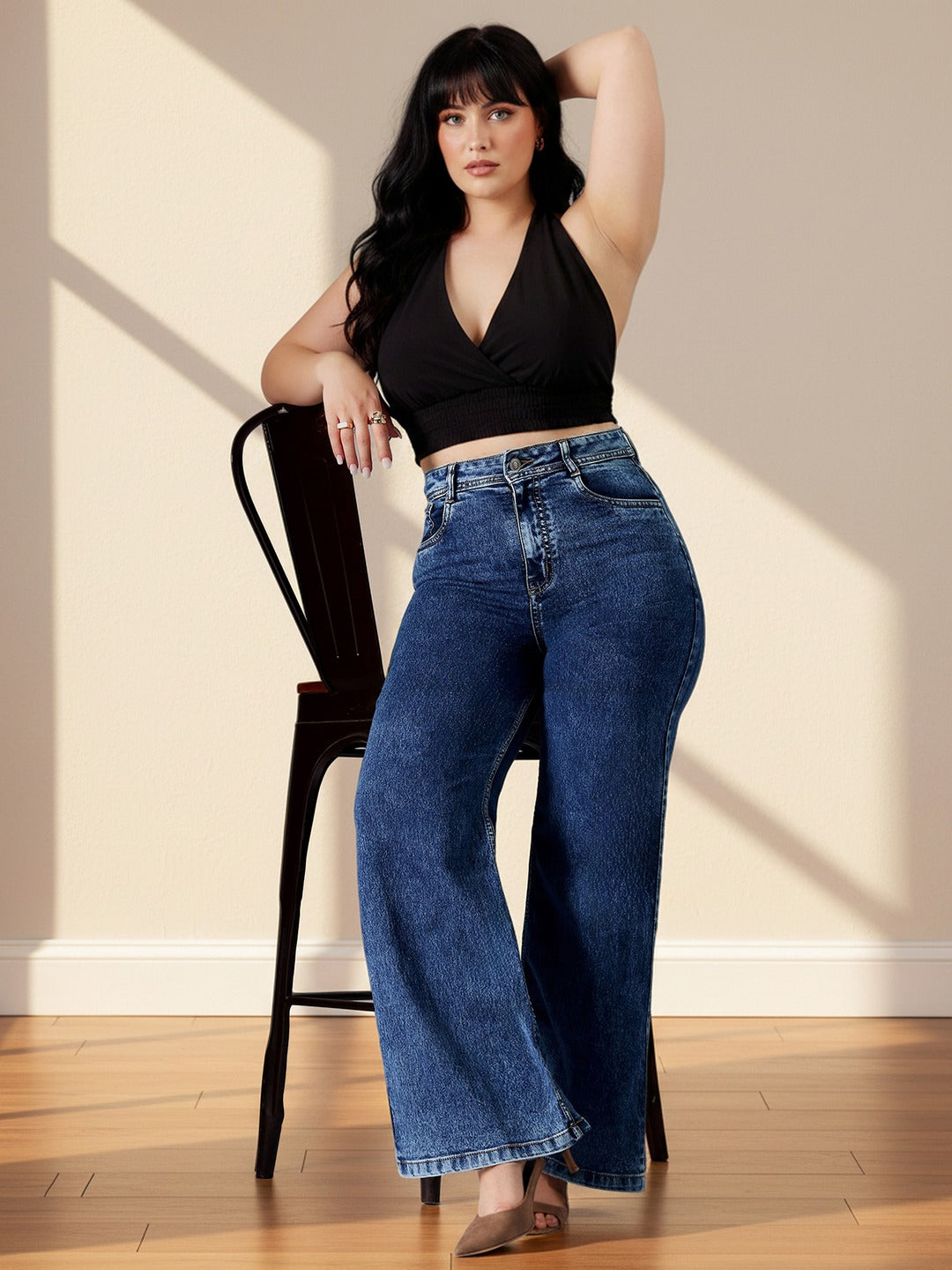 CHASEshape™ Navy Blue Bootcut High Rise Stretchable Denim Shaping Jeans for Women