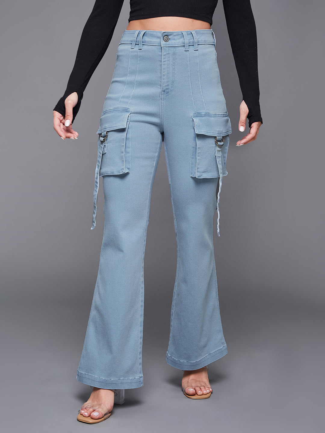 24/7 Comfort Light Blue Bootcut High-Rise Stretchable Denim Jeans