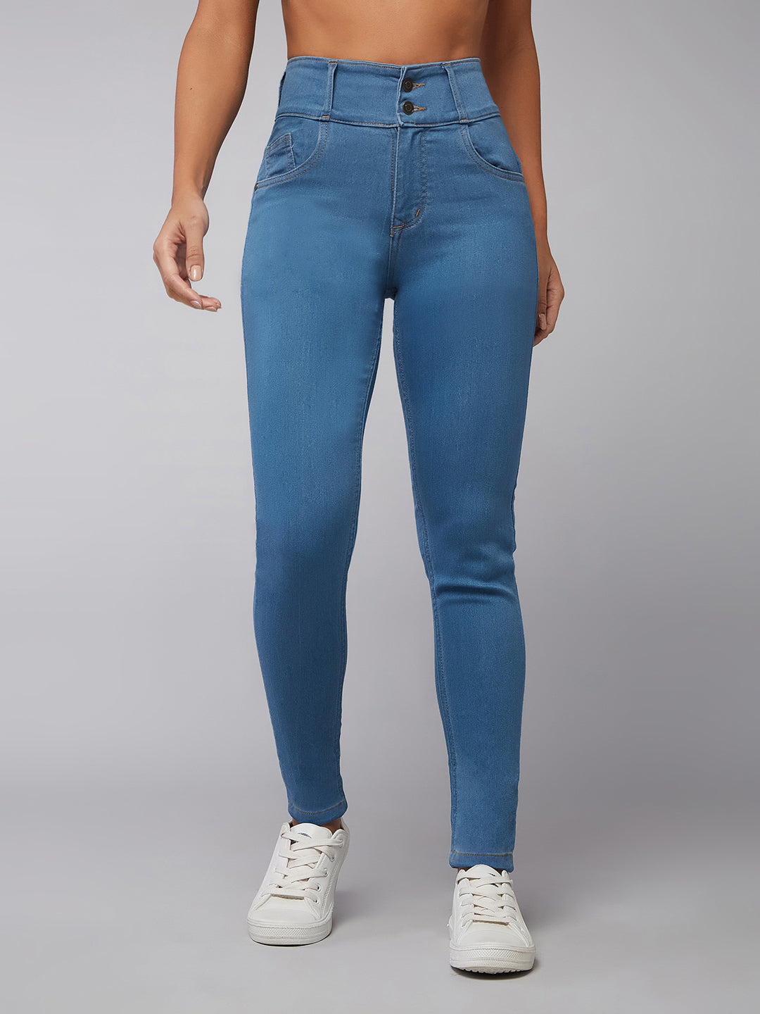 24/7 Comfort Blue Skinny-Fit High-Rise Stretchable High-Rise Denim Jeans