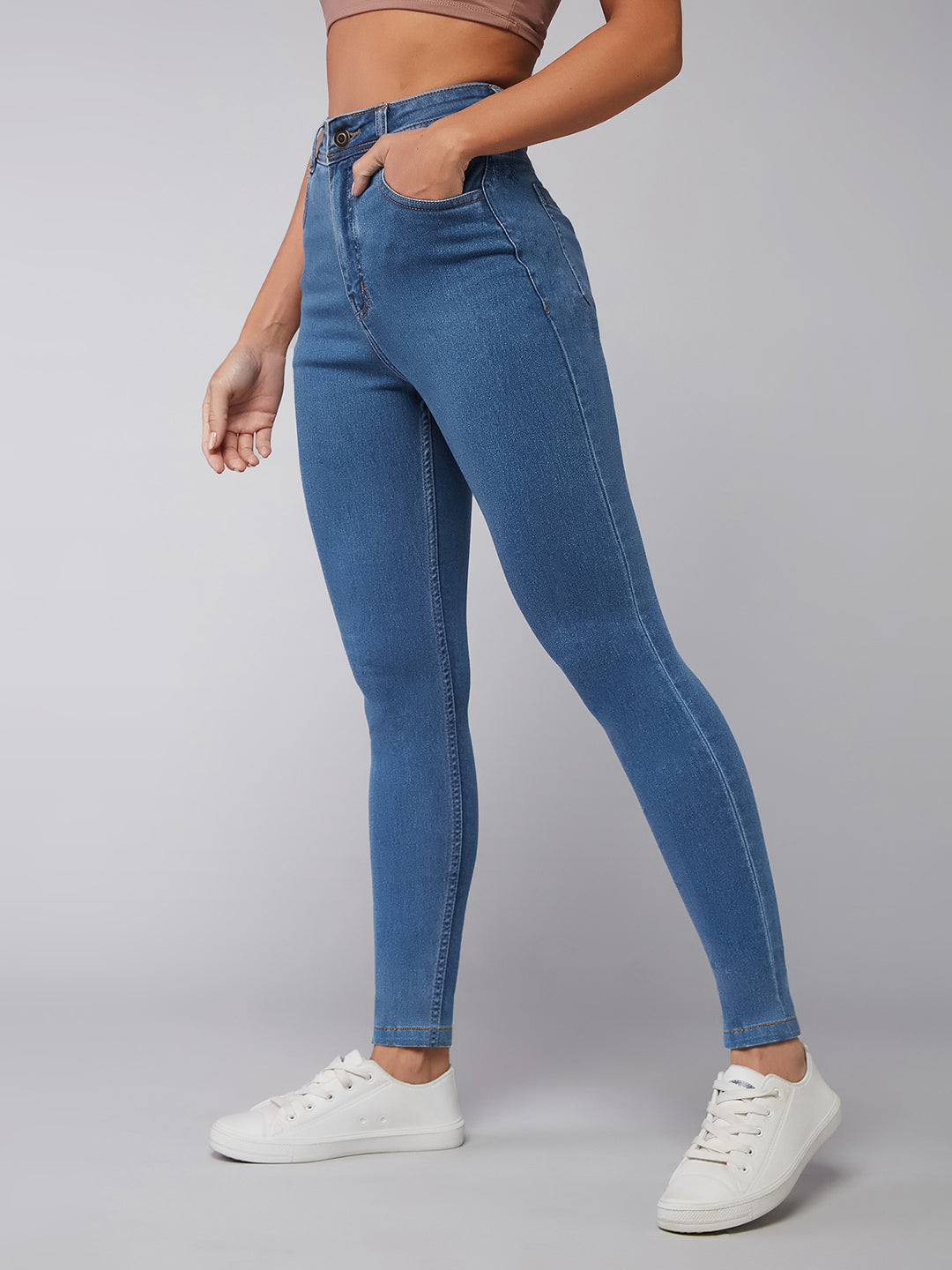 CHASEstretch™ Blue Skinny High-Rise Distressed Denim Jeans