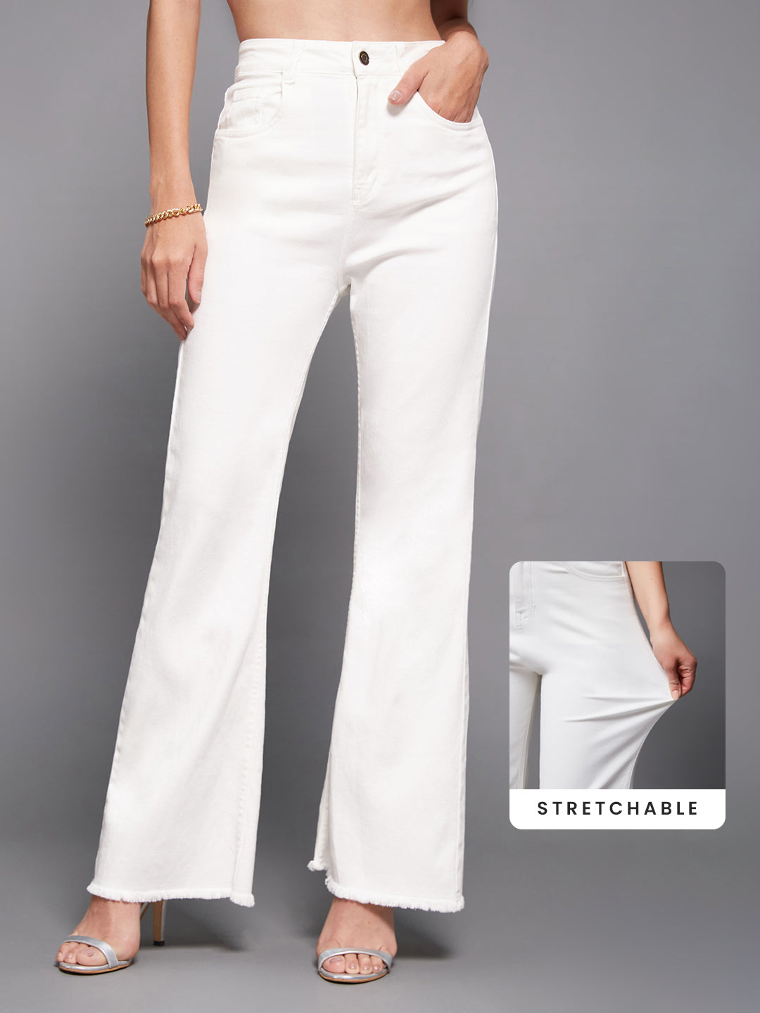 CHASEstretch™ White Bootcut High-Rise Stretchable Denim Jeans