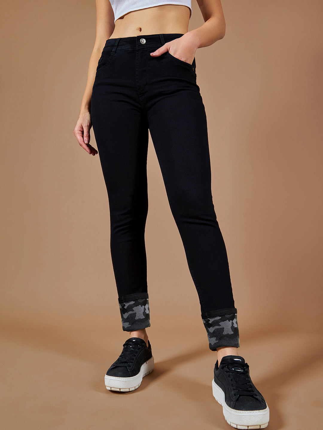 24/7 Comfort Black High-Rise Slim-Fit Stretchable Denim Jeans