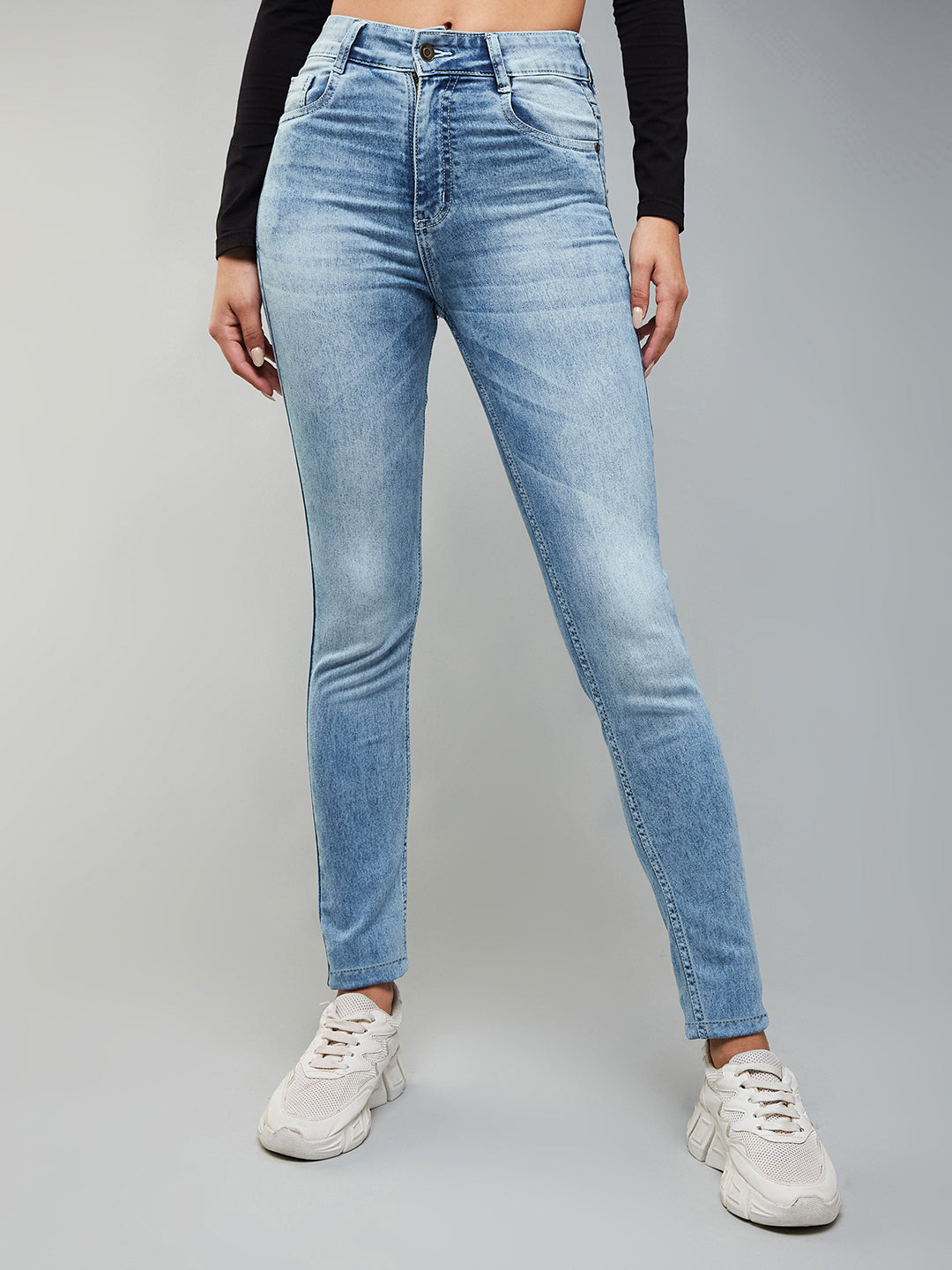 24/7 Comfort Light Blue Slim-Fit High-Rise Stretchable Denim Jeans