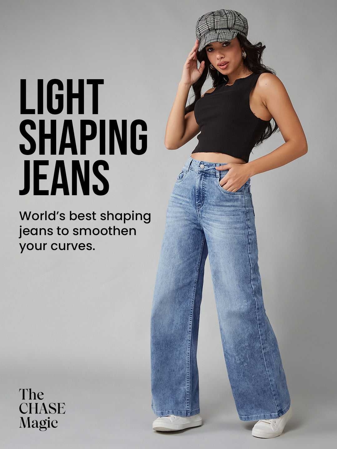 CHASEshape™ Light-Blue Wide-Leg High-Rise Denim Jeans