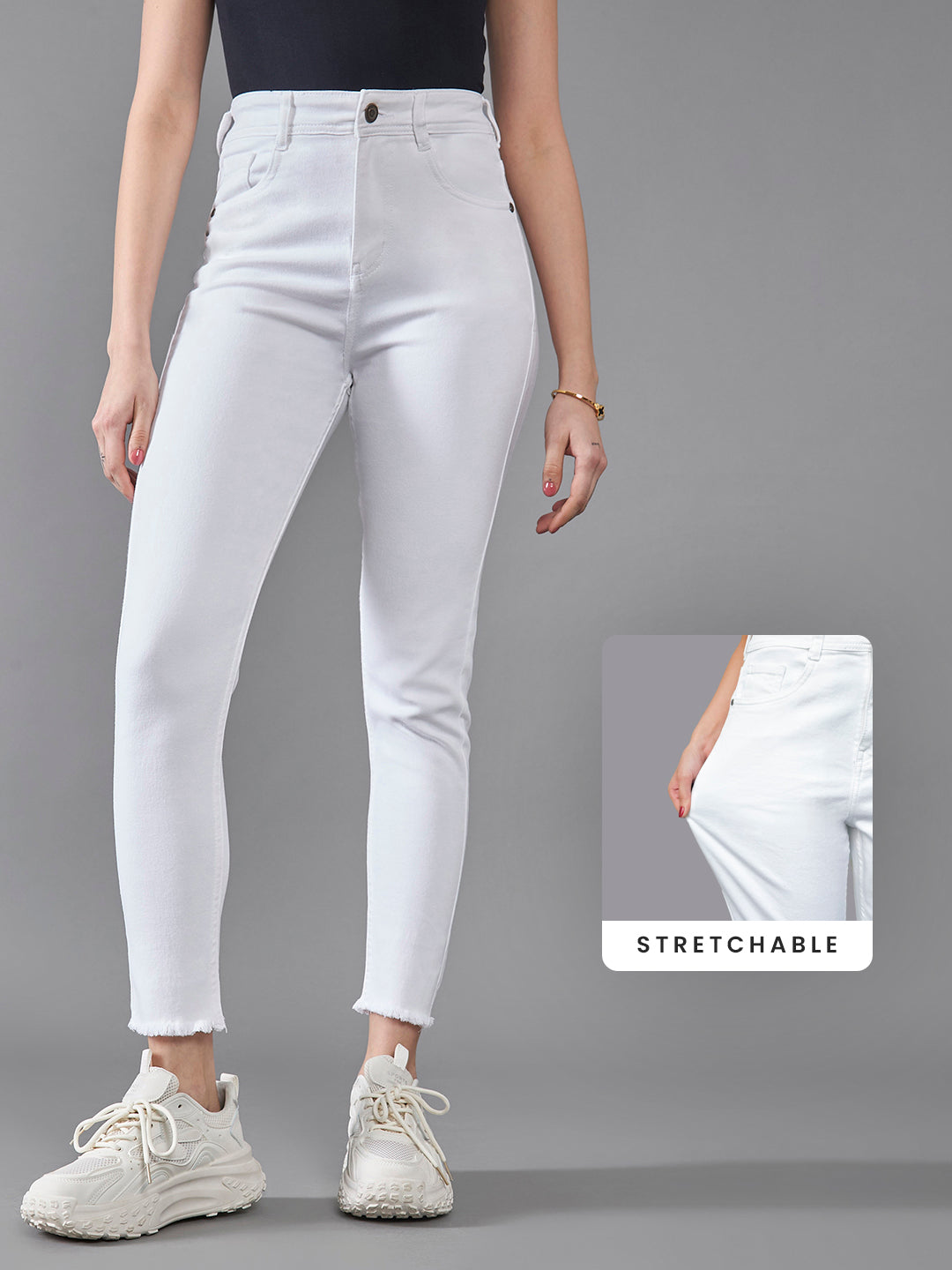 CHASEstretch™ White Skinny High-Rise Cropped Denim Jeans