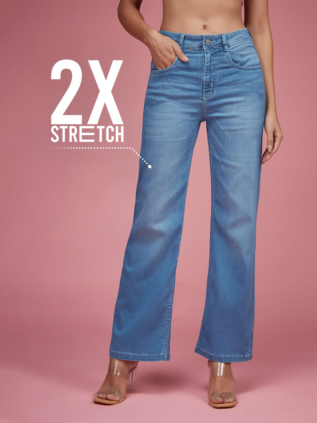 CHASEstretch™ Light Blue Wide-Leg Mid-Rise Denim Jeans