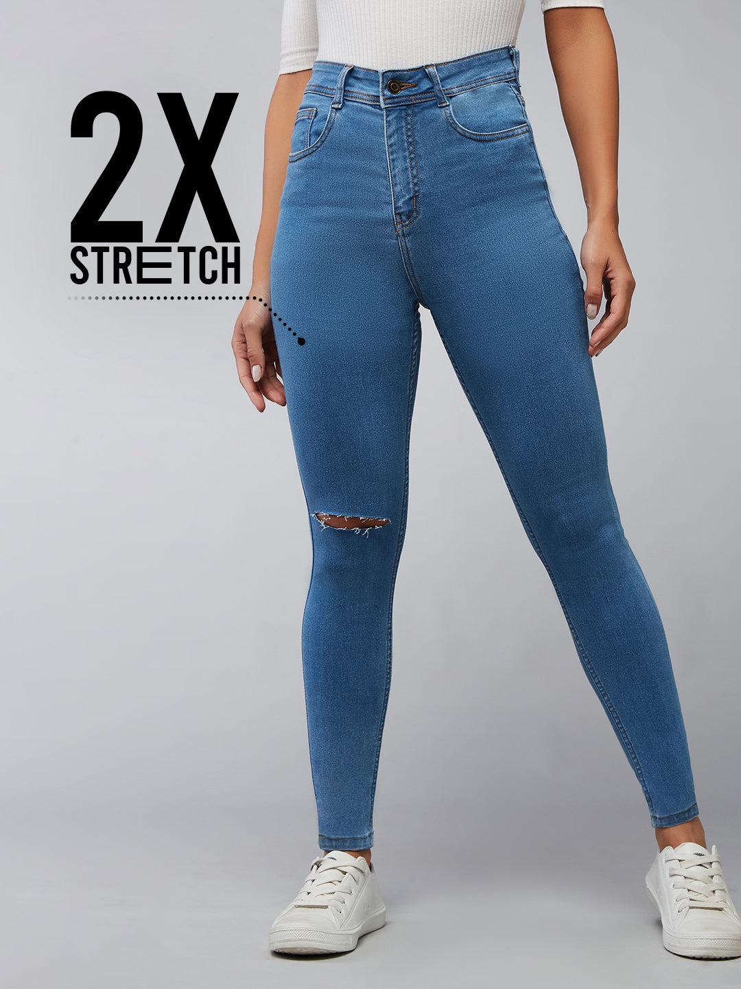 CHASEstretch™ Blue Skinny High-Rise Distressed Denim Jeans
