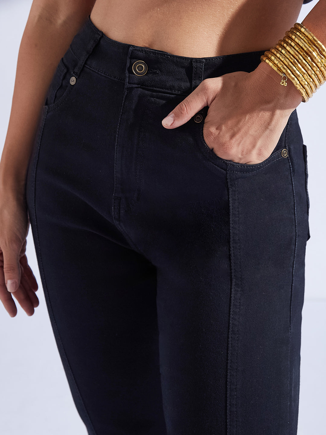 Women's Black Skinny High-Rise Regular-Length Stretchable Denim Jeans